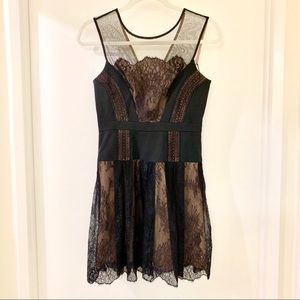 bcbgmaxazria cadee black lace mini dress